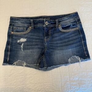 Maurices Blue Jean Shorts with Distressed Details